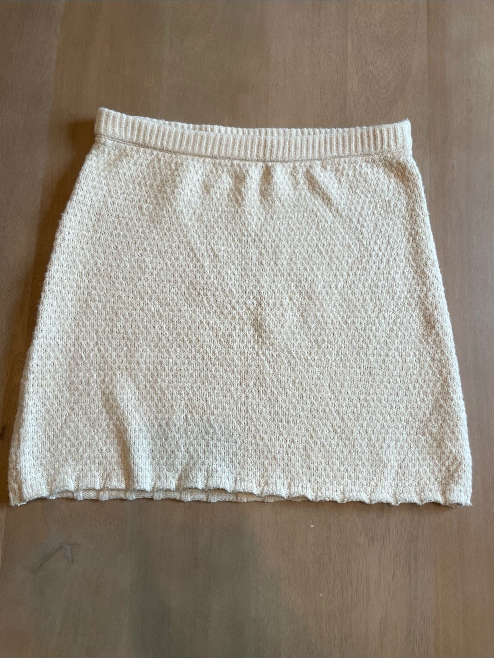 Free People Cream Textured Knit Mini Skirt